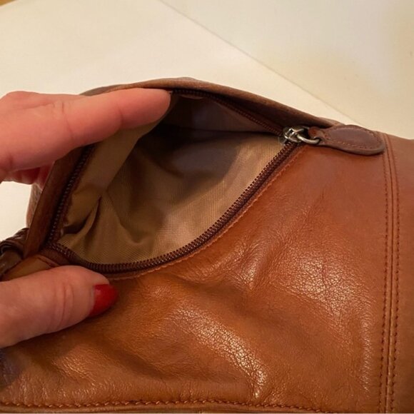 OSGOODE MARLEY BAG SHOULDER BROWN LEATHER SOFT TEXTURED SMOOTH ZIP TOP - Picture 8 of 13